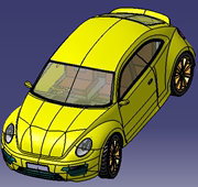 大众甲壳虫汽车轮胎轿车曲面Catia含参3D三维几何数模型座椅内饰