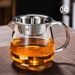 纯正公道杯玻璃加厚耐热功夫，茶具高端分，茶器带茶漏一体公杯400ml