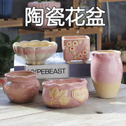 组合陶瓷粗陶多肉花盆简约个性肉肉植物拼盘花卉桌面园艺陶瓷花盆