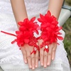 韩式蕾丝新娘手套婚纱礼服短款手腕白色蕾丝镶钻露指薄款结婚配件