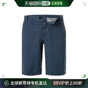 香港直邮Hugo Boss雨果博斯男士休闲短裤深蓝色常规亚麻耐磨