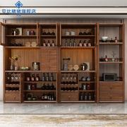 新中式全实木酒柜餐边柜高柜一体靠墙多功能厨房碗柜客厅储物柜子
