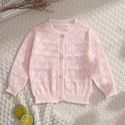 一岁宝宝空调衫婴儿开衫外套，轻薄儿童针织开衫外套3岁女童薄毛衣