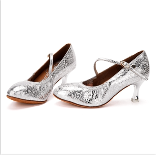 adsmissfun舞鞋a5013-011女银白色，摩登探戈国标，专业华尔兹软羊皮