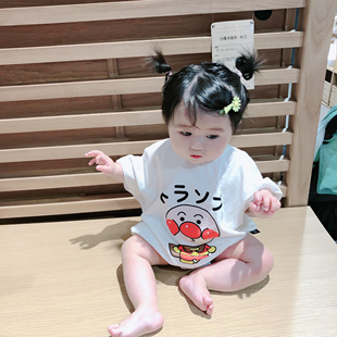 ins韩国夏款婴幼童哈衣连体衣男女婴儿宝宝面包超人爬服短袖薄款