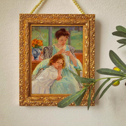 高档母与子欧式小众艺术复古装饰画，人物客厅玄关壁炉卧室挂画背景