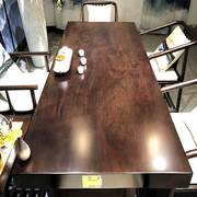 黑檀实木大板桌巴花新中式，茶台桌椅组合老板办工作台整块原木茶桌
