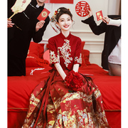 红色马面裙敬酒服2024新娘新中式，婚服订婚礼服套装小个子夏季