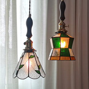 复古怀旧日式田园风灯具创意卧室床头餐厅吧台民宿黄铜玻璃小吊灯