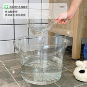 透明水桶亚克力家用塑料桶透明桶，大号宿舍圆桶洗澡桶带盖手提可坐