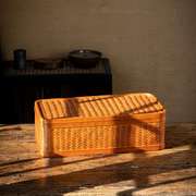 厂销复古竹编食盒多层提篮茶具收纳盒手提仿古分食盒带盖提品
