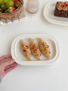 简约白色陶瓷盘日式长方形甜品盘寿司盘家用菜盘意大利面盘平盘