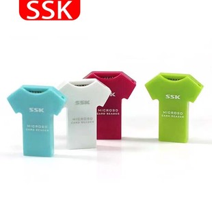 SSK飚王T恤单口读卡器sd卡 创意迷你小卡读卡器手机卡读卡器052