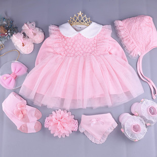 女婴秋装套装女0-1岁纯棉婴儿裙子，公主新生儿连衣裙春款宝宝礼服