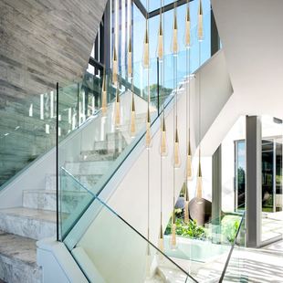 楼梯吊灯现代简约个性创意别墅复式楼旋转挑空客厅水滴水晶小吊灯