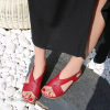 交叉带凉鞋女2024夏季波西米亚镂空厚底坡跟罗马旅游大码女鞋