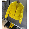欧洲站冬装女2024欧货面包服韩版修身黄色短款轻薄羽绒服外套