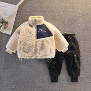 男女童套装羊羔毛棉衣宝宝秋冬装童装1一3岁婴儿加绒加厚儿童棉服