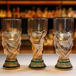 世界杯啤酒杯大力神杯耐热高硼硅玻璃杯酒吧透明果汁扎啤杯子