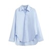 衬衫马甲套装两件套女春季条纹针织短款背心配中长款蓝色衬衣