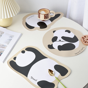 卡通动漫熊猫PVC皮革餐垫家用防水防油防滑隔热餐桌垫杯垫鼠标垫