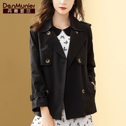 丹慕妮尔黑色风衣外套女短款年春秋小个子高级感韩版大衣