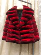 大红色粟鼠龙猫青紫兰保暖时尚奢华皮草短款外套进口高档女装