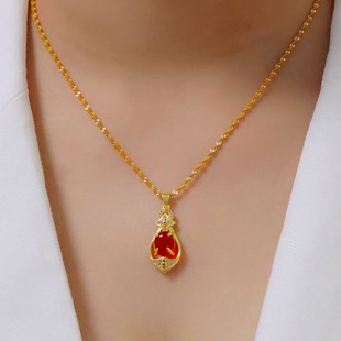 越南沙金项链女气质宝石吊坠