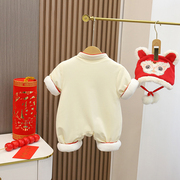 新生婴儿儿衣服，冬纯棉连体衣刚出生宝宝，婴幼儿大红色过年棉服