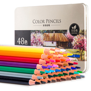 得力6567铁盒装48色油性，彩铅彩色铅笔学生素描，手绘彩色画笔套装