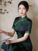 老上海新中式年轻款高端气质，长款旗袍2023年夏优雅(夏优雅)复古连衣裙