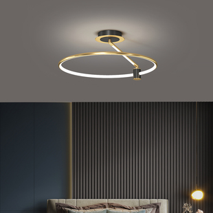 后现代极简环形卧室书房间吸顶灯北欧轻奢创意圆环形声控智能灯具