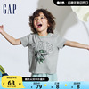 Gap男幼童2024夏季纯棉logo印花圆领短袖T恤儿童装上衣890978