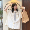 小雨良品日系韩版领带短袖衬衫2024女夏季小个子上衣别致小衫