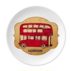 英国伦敦邮票复古红双层巴士，陶瓷餐盘子，8寸月光盘餐具家居礼物