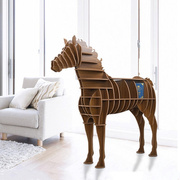 欧式大马书架创意动物造型置物架软装设计个性橱窗落地摆件桌