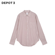 depot3男装衬衫原创设计品牌，时尚休闲经典条纹修身长袖衬衫