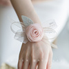 亦花秋季结婚韩式新娘粉色手腕花珍珠手链伴娘手环新郎胸针