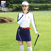 春秋zg6高尔夫女装球衣，女士服装套装长袖，休闲白色上衣裤裙网球裙