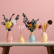 马卡龙(马卡龙)陶瓷小花瓶，真花风干天然干花花束，ins风桌面装饰品插花摆件