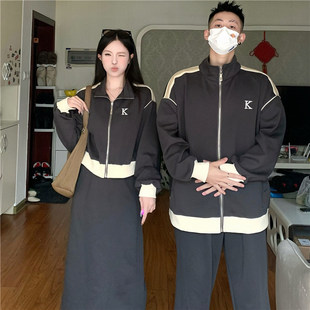 小众设计感情侣装秋季韩版卫衣连衣裙两件套法式一衣一裙ins潮牌