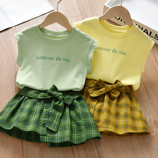 女童两件套裙夏款1-7岁宝宝纯棉短袖洋气薄款短裤3小女孩韩系套装