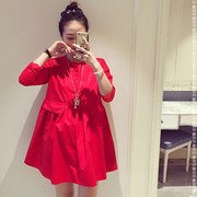 春秋季大码上衣显瘦新娘婚纱结婚敬酒服孕妇回门大红色怀孕连衣裙