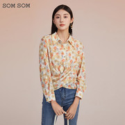SOMSOM/索玛春季法式系带衬衫女设计感蝴蝶结小众雪纺衫长袖上衣