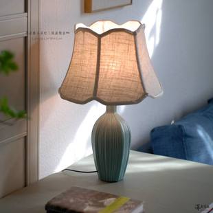 美式陶瓷台灯 轻奢复古温馨欧式简约艺术花瓶装饰 书房卧室床头灯