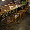 实木酒吧台椅高脚凳子简约现代咖啡厅桌椅，组合复古休闲吧椅高