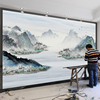 新中式梦幻水墨山水意境画墙纸壁画客厅电视背景墙壁纸影视墙布