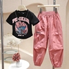 女童套装夏款2024洋气儿童，网红运动童装，夏季中大童夏装工装裤