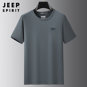jeep吉普短袖t恤男夏季中老年爸爸夏装品牌半袖圆领休闲运动体恤