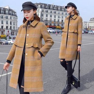 加棉款」冬季洋气，格子毛呢外套2020女装，气质显瘦中长呢大衣